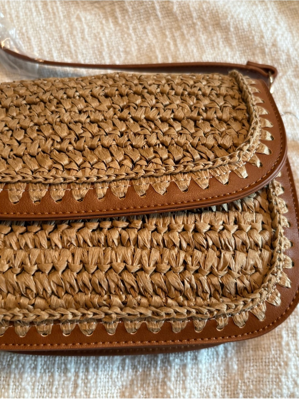 NWT Moda Luxe Woven Straw Crossbody Bag - Brown